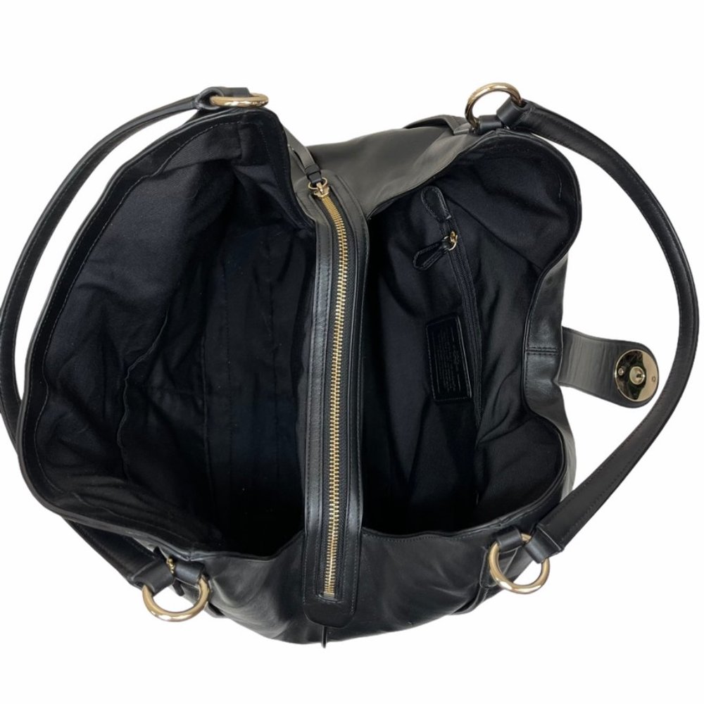 Coach Black Shoulder Bag with Gold Accents - Picture 7 of 15